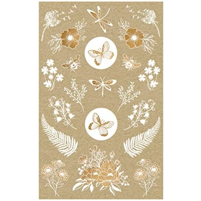 Abbildung von AVERY Zweckform Kraftpapier Aufkleber 42 Sticker Blumen (Papier Sticker, Geschenkaufkleber, natur, braun, beige) 57124