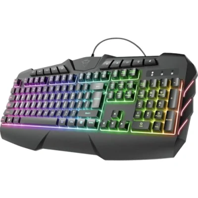 Abbildung von Trust Gaming GXT 881 Odyss Halbmechanische LED Tastatur, Deutsches QWERTZ Layout, Beleuchtete 6 Verschiedenen Lichtmodi, Anti Ghosting, USB Plug &amp; Play, PC/Laptop Schwarz