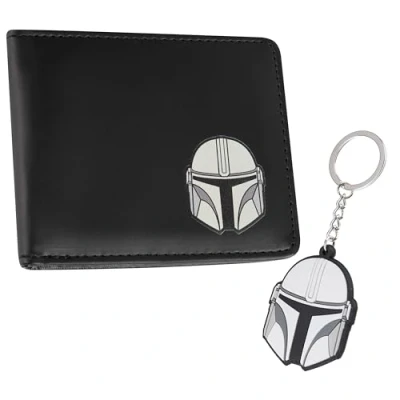 Abbildung von Disney The Mandalorian Geldbeutel mit Schlüsselanhänger Portemonnaie Herren Kartenfächern und klarem ID Fach