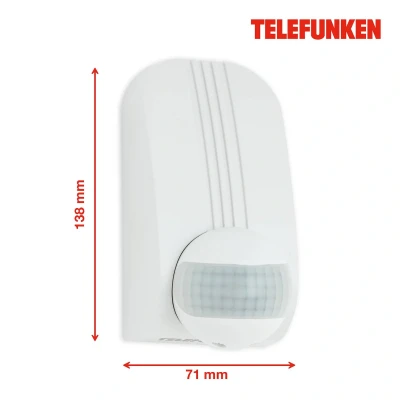 Abbildung von TELEFUNKEN Bewegungsmelder aussen und innen, inkl. Dämmerungssensor, 180 Grad Bewegungssensor, Adapter für Eckmontage, Timer, Weiß, 13,8x7,1x7,6 cm