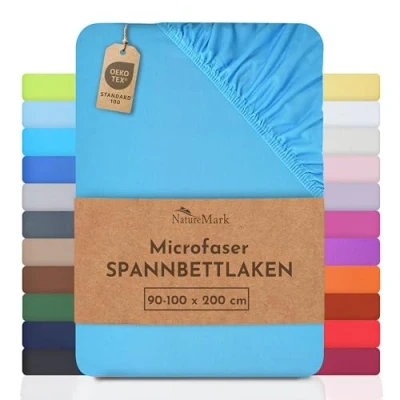 Abbildung von Mikrofaser SPANNBETTLAKEN zum Sparpreis! viele Größen und Farben Markenware (Bettlaken 90x200 100x200 cm, türkis)