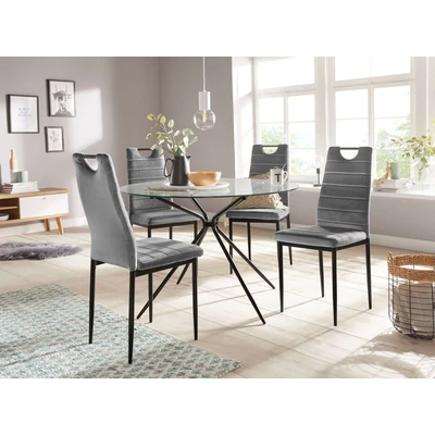 Abbildung von Otto Home Silvi-Mandy Essgruppe Set 110 cm Glastisch 110x110 cm Mit 4 Stühlen