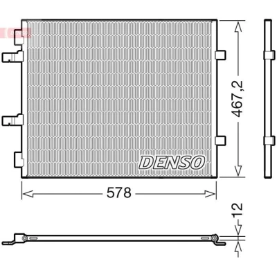 Abbildung von DENSO DCN20042 Klimakondensator ohne Trockner R 134a OPEL: Vivaro A Van, Combi, RENAULT: TRAFIC 2 Bus, Kasten
