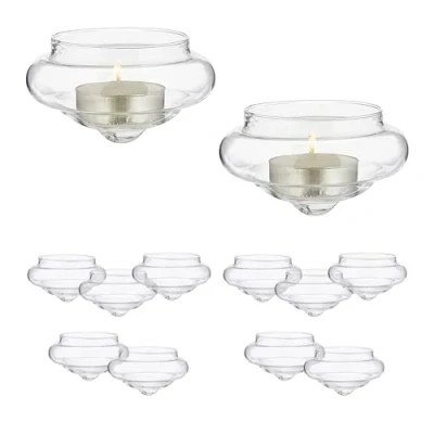 Abbildung von Relaxdays Schwimmwindlicht, 12er Set, Teelichthalter Glas, H x D: 4,5 8 cm, Schwimmschalen für Teelichter, transparent