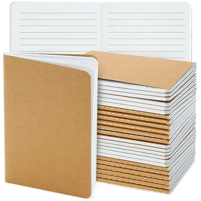 Abbildung von Paper Junkie Notizhefte mit Kraftpapier Cover (Set, 24 Stück) Liniert, Leicht und Handlich, 60 Seiten Ideal als Reisetagebuch, für Skizzen, Kreatives Schreiben Braun, ca. 14,5 x 10,4 cm
