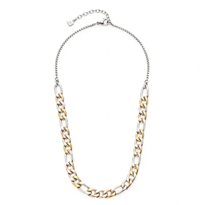 Abbildung von JEWELS BY LEONARDO Tricolore Halskette aus Edelstahl 1 Stück, Statement Glieder Collier roségold gold silber, tricolor Figaro Panzerkette, Damenschmuck, 022068