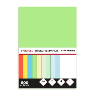 Abbildung von Emerson farbiges Druckerpapier Kopierepapier A4 dunkelgrün 500 Blatt 80 g/m2 210 x 297 mm Drucker: Laser, Inkjet, Fotokopie, Fax Vielseitiges Papier zum Fotokopieren, Basteln