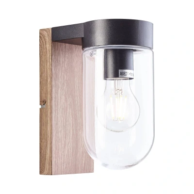 Abbildung von Brilliant Außen Wandleuchte »Cabar«, 1 flammig, Leuchtmittel E27 ohne Leuchtmittel, Außenwandlampe holz dunkel/schwarz