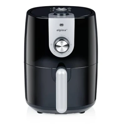 Abbildung von alpina Airfryer 2L Heißluftfritteuse 900W Temperatur Einstellbar von 80 bis 200 C für 2 3 Personen Luftfritteuse mit Timer 60 Min Spülmaschinefreundlich Metal Schwarz