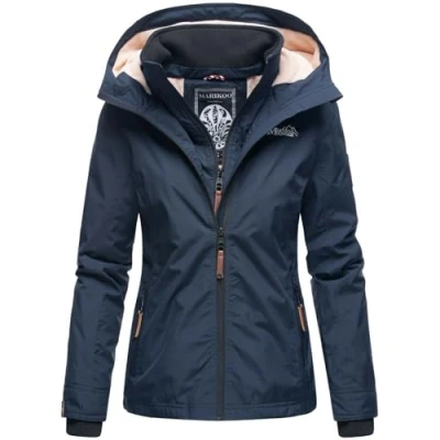 Abbildung von MARIKOO Designer Damen Übergangs Jacke leicht gefüttert Kapuze kurz B659 [B659 Erdbeer Navy Gr.XXL]