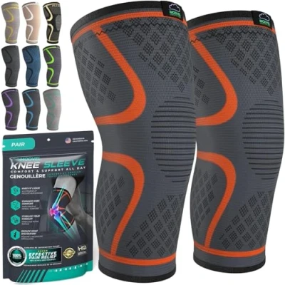 Abbildung von MODVEL Kniebandage Set für Damen und Herren, atmungsaktive Knee Support, Größe M