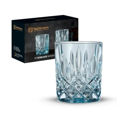 Abbildung von Nachtmann 2 teiliges Whiskybecher Set, Blaue Whiskygläser, Kristallglas, 295 ml, Aqua, Noblesse Fresh, 104239