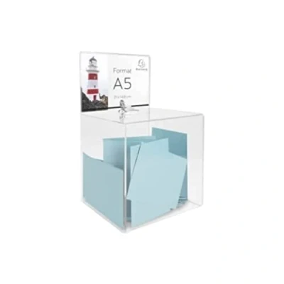 Abbildung von Exacompta 89258D Losbox mit Deckel, abschließbar für Ihre Wettbewerbe, Tombolas, Wahlen oder Ideenbox A5 Plakat aus durchsichtigem Acryl, Urne, Spendenbox, 21 x cm