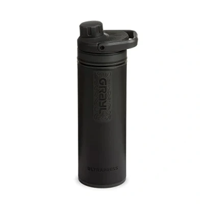 Abbildung von GRAYL UltraPress 16,9 oz Wasserreiniger &amp; Filterflasche für Wandern, Rucksackreisen, Survival, Reisen (Covert Black)