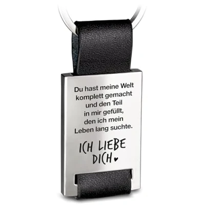Abbildung von FABACH Liebe Schlüsselanhänger mit Gravur aus Leder Ich dich für Partner Freundin Geschenk Freund Du hast meine Welt komplett gemacht