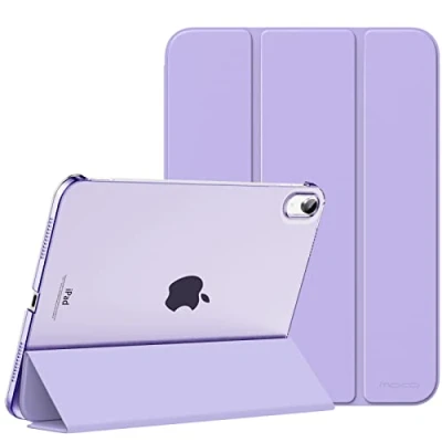 Abbildung von MoKo Hülle für ipad 10 Generation 2022, 10,9 Dünne Leichte PU Leder Tablet mit Auto Schlaf/Aufwach Funktion Transluzente PC Rückseite, Lila