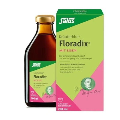 Abbildung von Kräuterblut Floradix mit Eisen Lösung zum Einnehmen 1x 700 ml bei erhöhtem Eisenbedarf zur Vorbeugung von Eisenmangel pflanzliches Tonikum, wertvollen Kräuterauszügen und Vitamin C