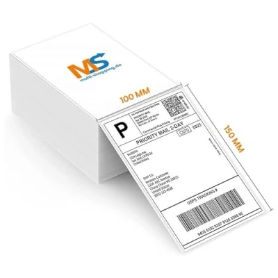 Abbildung von Versandetiketten 4x6 Thermo Etiketten 100 x 150 mm 500 Selbstklebend Leporello Falzetiketten Perforiert DHL Wasserfester Versandaufkleber, BPA Frei