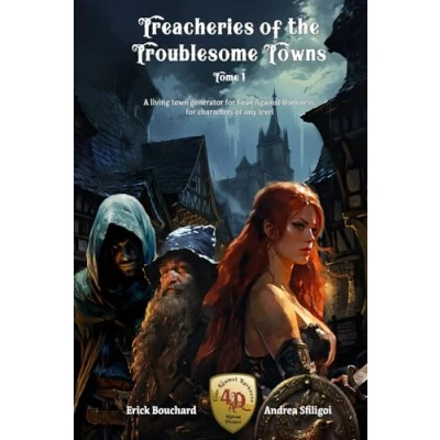 Abbildung von Treacheries of The Troublesome Towns Tome I: A Living Town generator for Four Against Darkness, characters any level