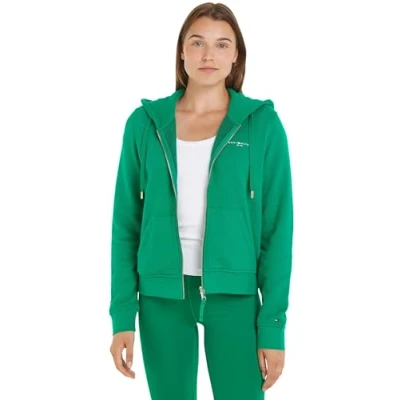 Abbildung von Tommy Hilfiger 1985 MINI ZIP Hoodie Sweatjacke, Damen, Größe: Medium, Olympic green