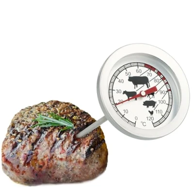 Abbildung von com four® Bratenthermometer aus Edelstahl analoges Fleischthermometer bis 120 C Grillthermometer Fleischnadel 10 cm (001 Stück)
