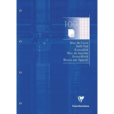 Abbildung von Clairefontaine 5819C Kursusblock (mit 100 Blatt, französische Lineatur, DIN A4, 21 x 29,7 cm, ideal für die Schule) 1 Stück weiß