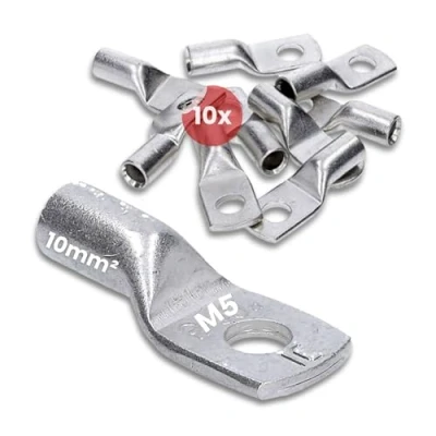 Abbildung von 10 Stück Kalitec HR10 5 Handelsübliche Rohrkabelschuhe 10mm² M5 I ohne Sichtloch Made in Germany