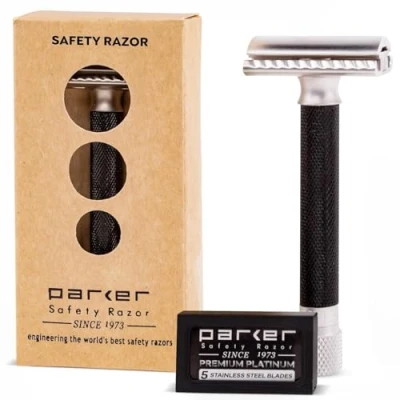 Abbildung von Parker Safety Razor Variant Einstellbare zweiseitige Sicherheits Rasierer und 5 Premium Blades (Metallic) Graphit