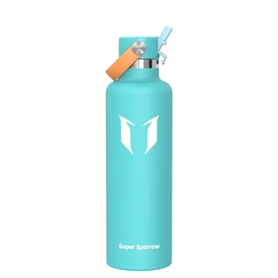 Abbildung von Super Sparrow Edelstahl Trinkflasche Kinder 18/10 Ultraleicht Thermobecher 1L Standardmund Stroh Deckel BPA Frei Thermoskanne, Thermosflasche für Sport, Travel, Schule, Outdoor, Büro