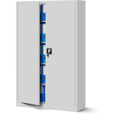 Abbildung von Jan Nowak Büroschrank C001II Aktenschrank XXL Metallschrank Flügeltüren Stahlblech Pulverbeschichtung 185 cm x 115 40 (grau/grau)