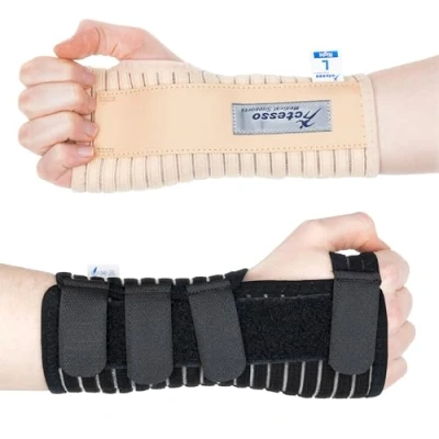 Abbildung von Actesso Atmungsaktive Handgelenkschiene Handgelenkstütze Entlastung für Karpaltunnelsyndrom, Verstauchungen, RSI und Sehnenscheidenentzündung (Schwarz, L, Rechts)