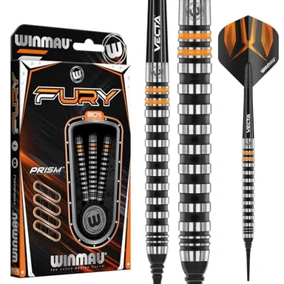Abbildung von WINMAU Fury 20 Gramm Profi Wolfram Softip Dartpfeile Set mit Flights und Schäfte
