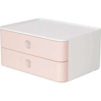 Abbildung von HAN Schubladenbox Allison SMART BOX mit 2 Schubladen und Trennwand, Kabelführung, stapelbar, Utensilienbox für Büro, Schreibtisch Küche, möbelschonende Gummifüße, 1120 86, hochglänzend, flamingo rose