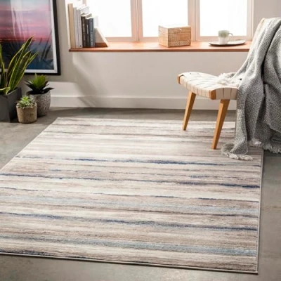 Abbildung von Surya Bruges Wohnzimmer Teppich modern Abstrakt Design in Marmor Optik für Wohnzimmer, Esszimmer, Schlafzimmer groß, weicher Kurzflor 120x170cm Grau, Elfenbein