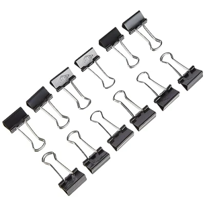 Abbildung von Wedo 6421419 Foldback Klammern, lackiertes Metall abnehmbare Bügel, starke Feder, 19 mm, 12 Stück, schwarz/silber