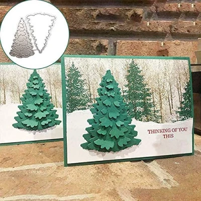 Abbildung von Weihnachtsbaum Metall Stanzformen, Weihnachtsbaum, Schnee, Stanzschablonen für DIY, Prägung, Foto, dekorative Papierformen, Scrapbooking, Kartenherstellung