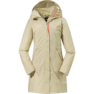 Abbildung von Schöffel Damen Parka Sardegna L, wind und wasserdichte Regenjacke für Frauen mit praktischen Taschen, leichte Jacke Frühling Sommer, humus, 40