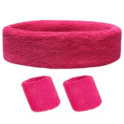 Abbildung von TRIXES 3 teiliges rosa Schweißband Set Original Kostümzubehör Stirnband und Armband Kostüm Festivalkleidung Party Pride Zubehör