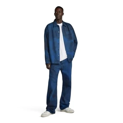 Abbildung von G Star BOXY FIT Overshirt Hemd, Herren, Größe: Large, Sea blue/vintage denim wash