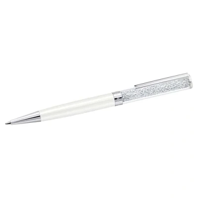 Abbildung von Swarovski Crystalline Kugelschreiber, Weißer, Verchromter Stift mit Edlen Kristallen
