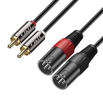 Abbildung von J&amp;D Dual Cinch Stecker auf XLR (4,5 Meter), Unausgeglichen 2x RCA Männlich zu Stereo Audio für Lautsprecher, Verstärker, HiFi Audiosysteme, 4.5 Meter