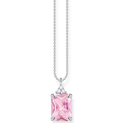 Abbildung von Thomas Sabo Damen Halskette mit Anhänger aus Sterling Silber Zirkonia Stein in Pink, KE2089 051 9 L45V
