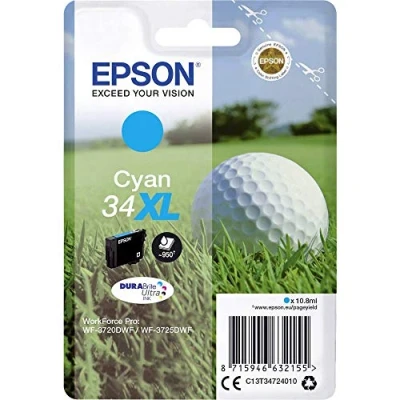 Abbildung von Epson Original 34XL Tinte Golfball (WF 3720DWF, WF 3725DWF), cyan