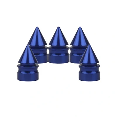 Abbildung von SENZEAL 5 Stücke Kegel Stil Auto Bike Benutzerdefinierte Ventilkappen Aluminiumlegierung Reifen Caps (Blau)