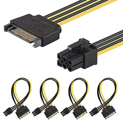 Abbildung von J&amp;D [4er Packung] SATA 15 Pin auf 6 PCI Express (PCIe) Adapter für Videografikkarte 20cm