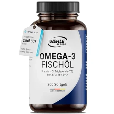 Abbildung von Omega 3 Kapseln hochdosiert 300 Fischöl mit 2000mg (1000mg EPA &amp; 500mg DHA) pro Tagesdosis Fettsäuren ohne Vitamin E Aufwendig gereinigt und aus nachhaltigem Fischfang