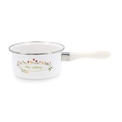 Abbildung von Quid 4960512 CAZO 16CM Acero ESMALT Emaillierter Stielkasserolle, 16 cm, Memory QD, Edelstahl, weiß
