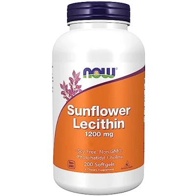 Abbildung von Now Foods, Sunflower Lecithin (Sonnenblumenlecithin), 1.200 mg, 200 Weichkapseln, Laborgeprüft, Glutenfrei, Sojafrei