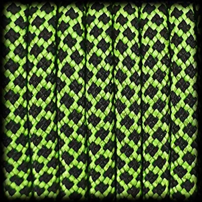 Abbildung von Ganzoo Paracord 550 Seil Diamond 30 Meter Nylon/Polyester mit 7 Kern Stränge für Armband, Leine, Halsband, 4mm Stärke Mehrzweck Survival Parachute Cord Neongrün Schwarz