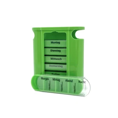 Abbildung von Medikamentendosierer Pillenbox Tablettenbox grün 1 Stück Pillendose Medikamentenspender 7 Tage Original Tiga Med Qualität